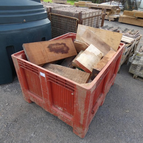 6061 - 1 plastic crate containing a quantity of various pieces of hard wood and plywood board offcuts. Not ... 