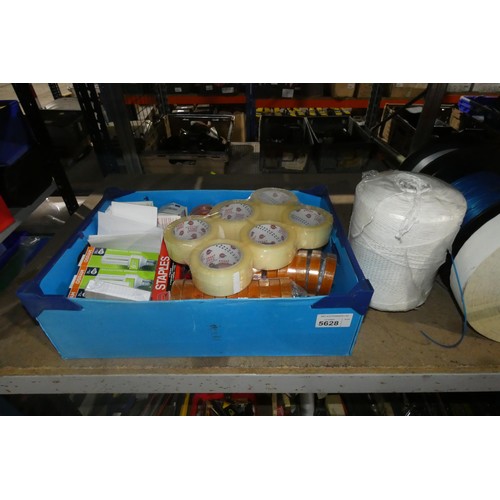 5628 - A quantity of various items including clear tape, string, black plastic fittings etc. Contents of 1 ... 