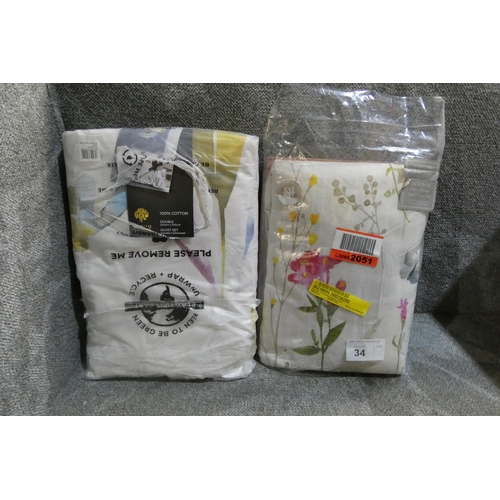 34 - 2 x various double size duvet cover sets. Details as per the photograph