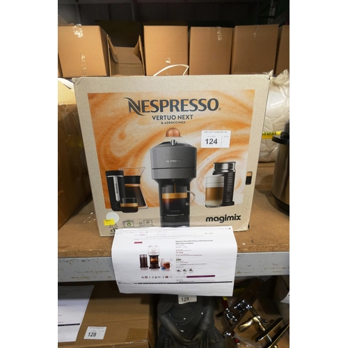 124 - 1 x Magimix Nespresso Vertuo Next deluxe coffee machine with milk frother RRP £125