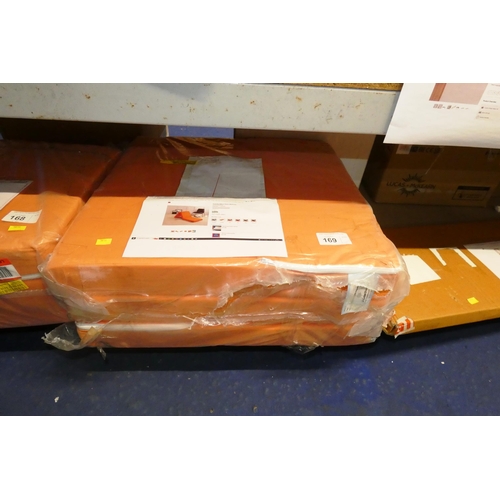 169 - 1 x orange folding foam mattress approx 65cm wide x 190cm  long RRP region of £45