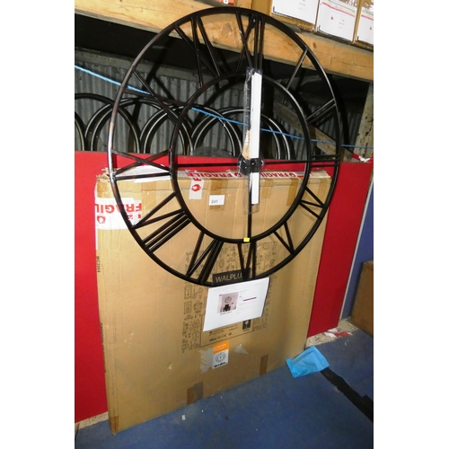 241 - 1 x Mangum oversized black metal skeletal wall clock diameter approx 100cm RRP £86