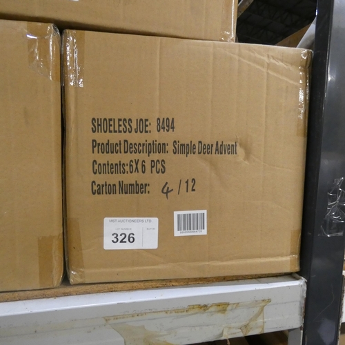 326 - 1 box containing  36 x Shoeless Joe simple deer advents (no candles included)