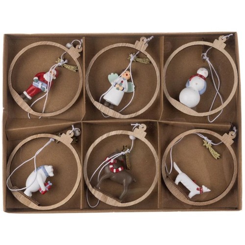 251 - 1 box containing a quantity 24 x Shoeless Joe 11cm festive character decorations in packs of 6 (box ... 