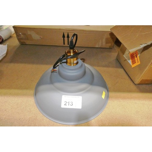 213 - 1 x small grey metal pendant light