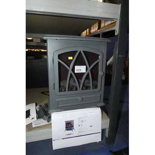 620 - An electric fire / wood burner effect in grey by Warmlite  retail approx £95 - boxed - trade