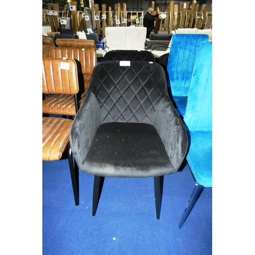 626 - 2 x black upholstered velvet touch chairs