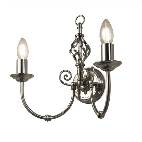 149 - 1 x Bratton 2-light dimmable silver candle Candelabra style wall light RRP £39