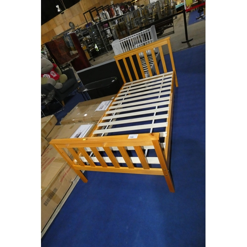 739 - A wood framed 3ft single bed frame - Built and no mattress is included