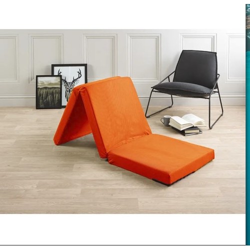 168 - 1 x orange folding foam mattress approx 52cm wide x 155cm long RRP region of £45