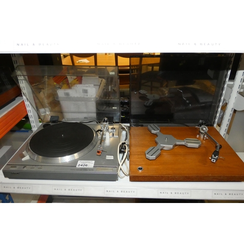 2426 - 2 x various vintage record players, Sony PST33 with pitch control, unit requires attention, and an A... 