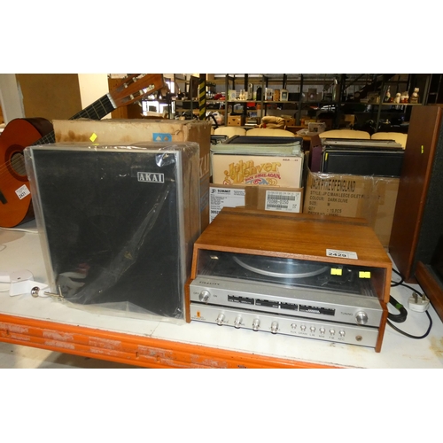 2429 - A Vintage stereo system by Fidelity type UAI and a pair of boxed Akai SW-65 speakers