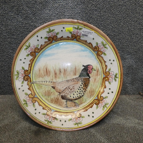 3098 - A large pheasant decorated Portuguese pottery plate