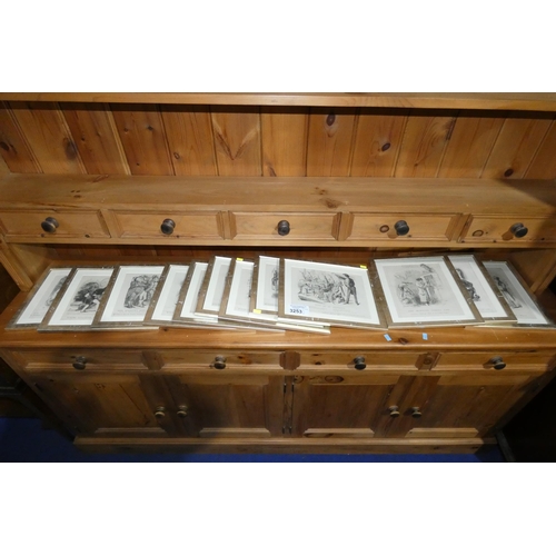 3253 - A set of 12 gilt framed black and white caricature prints