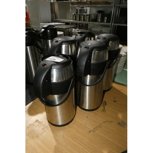 1125 - 5 large stainless steel flasks/hot water dispensers