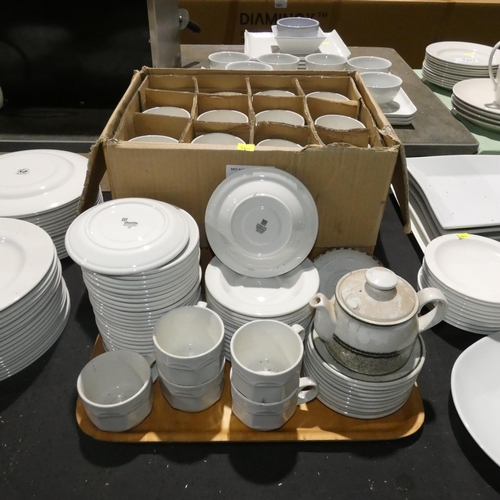 1137 - A quantity of various white crockery by Steelite, including cups saucers etc. Contents of 1 tray