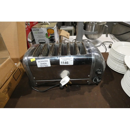 1146 - A commercial stainless steel 6 slice toaster by Dualit - trade Tested Working