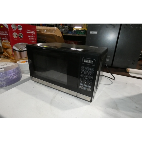 1161 - A black microwave oven by Morrisons - trade Tested Working