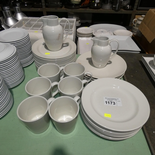 1173 - A quantity of white crockery by Steelite including plates, mugs & milk jugs