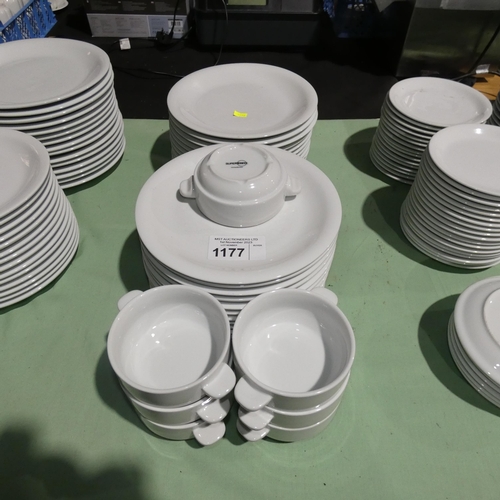 1177 - Approx 24 dinner plates 24cm & 7 soup bowls by Super White