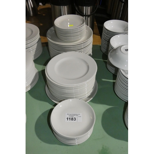 1183 - A quantity of various white crockery by Churchill including 20 dinner plates 26cm, also 23cm & 16,5c... 