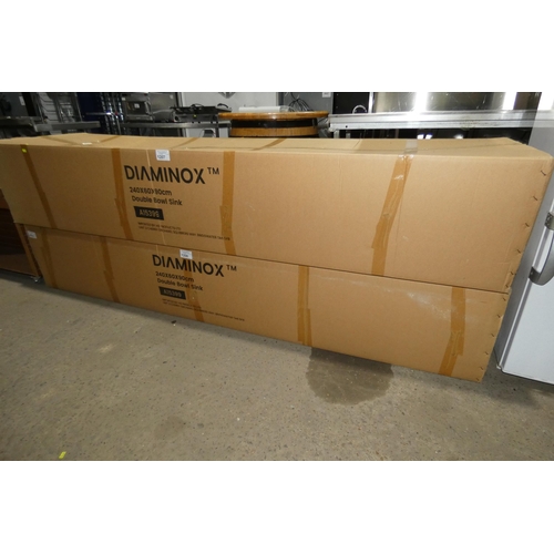 1208 - An unused double bowl sink approx 240x60x90cm by Diaminox A15399