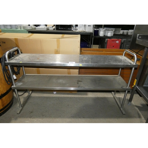 1236 - A commercial stainless steel heated gantry approx 140x45cm