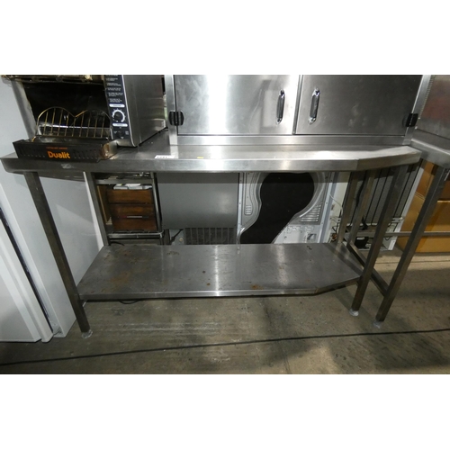 1241 - A commercial stainless steel catering type table with shelf beneath approx 150x60cm