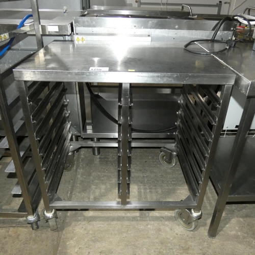 1258 - A commercial stainless steel mobile tray rack (14 grid)