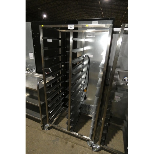 1260 - A tall mobile commercial stainless steel catering type tray rack (24 grid) approx 82x49x168cm