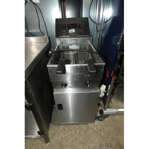 1269 - A commercial stainless steel twin basket deep fryer by Valentine, 3 phase - trade