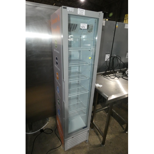 1272 - A slimline square fridge approx 43x43x175cm by Frigoglass type FLEX130HC - trade Tested Working