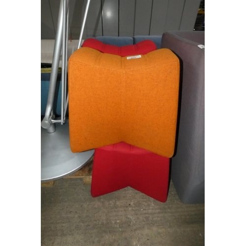 1406 - 4 x Naughtone Pinch stools (1 x orange and 3 x red)