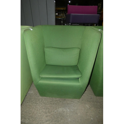 1409 - 1 x Modus Cocoon contemporary reception type chair - green upholstered