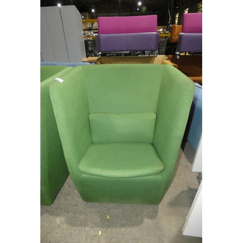 1410 - 1 x Modus Cocoon contemporary reception type chair - green upholstered