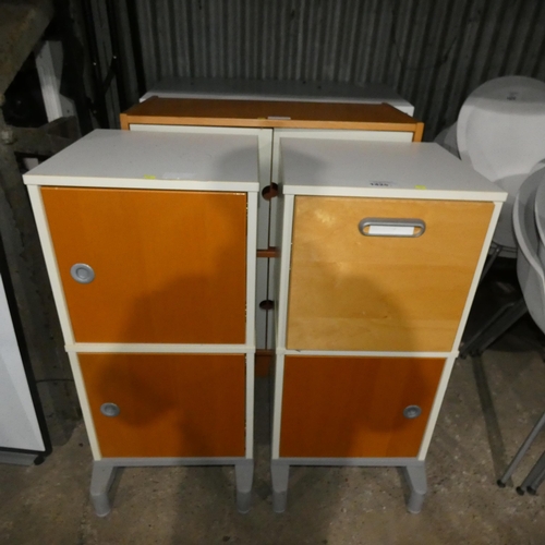 1425 - A white metal cabinet with 2 wood effect doors approx 100 x 47 x 99cm high, 
2 x 2 door office cabin... 