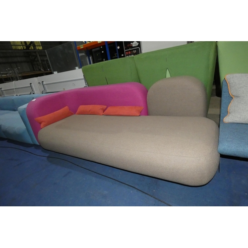 1430 - A multi coloured reception type sofa approx 220cm wide