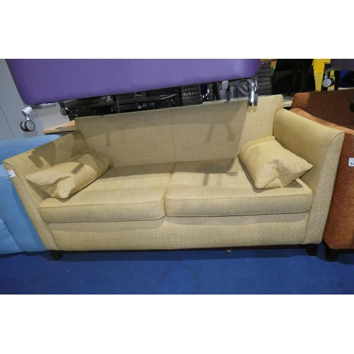 1438 - A Manor ochre upholstered reception type sofa approx 173cm wide