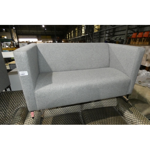 1441 - A Frovi two person grey felt reception type sofa approx 135cm wide