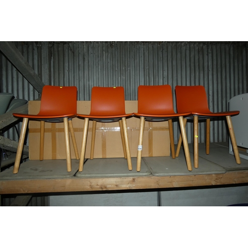 1448 - 4 x HAL RE wood chairs by Vitra in brick orange (made from recycled plastic) RRP £445 each