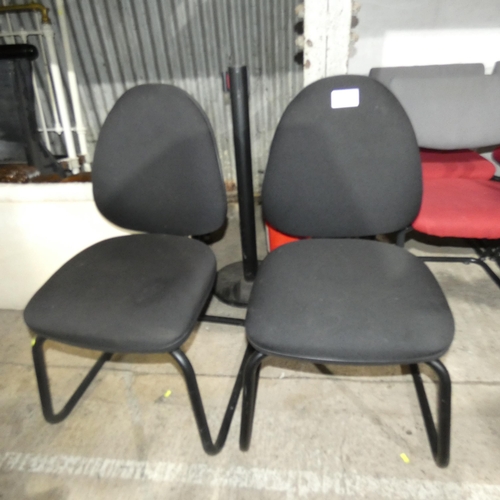 1450 - 2 x black upholstered cantilever chairs