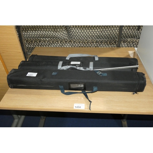 1457 - 3 x various pull up graphics hangers with cases