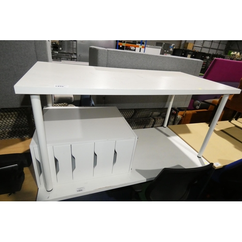 1459 - A white office table, desk approx 150x75cm