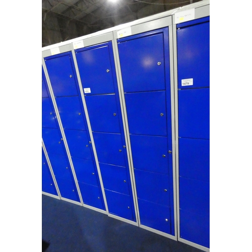 1478 - 2 x blue / grey metal five door personnel lockers each approx 38 x 45 x 197cm (at rear) - each locke... 