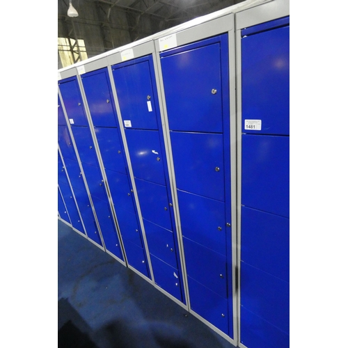 1480 - 2 x blue / grey metal five door personnel lockers each approx 38 x 45 x 197cm (at rear) - each locke... 