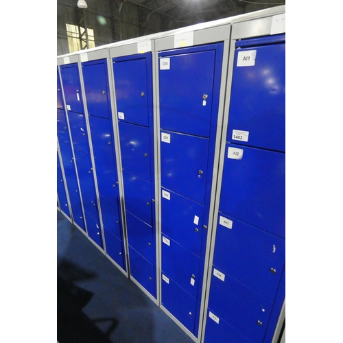 1481 - 2 x blue / grey metal five door personnel lockers each approx 38 x 45 x 197cm (at rear) - each locke... 