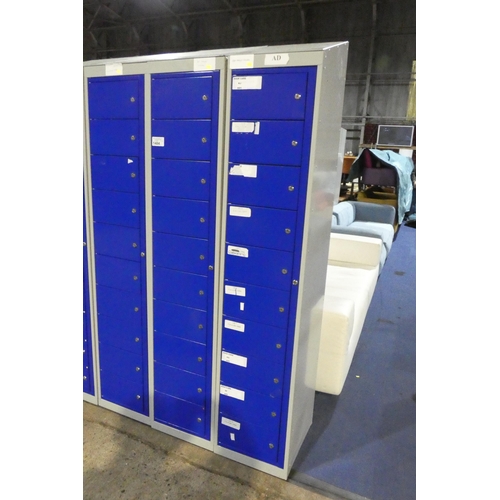 1484 - 2 x blue / grey metal ten door personnel lockers each approx 38 x 45 x 197cm (at rear) - each locker... 