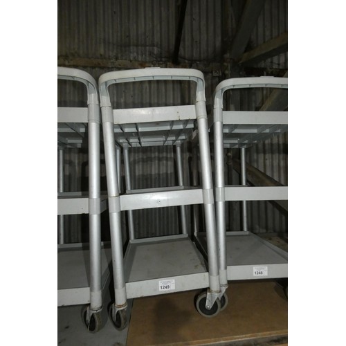 1249 - A grey 3 tier plastic catering type trolley