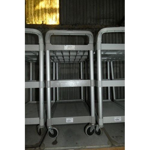 1251 - A grey 3 tier plastic catering type trolley