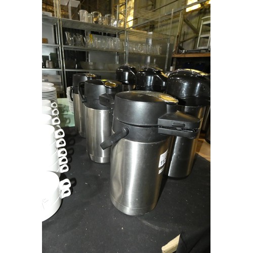 1127 - 3 large stainless steel flasks/hot water dispensers